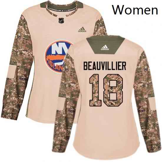 Womens Adidas New York Islanders 18 Anthony Beauvillier Authentic Camo Veterans Day Practice NHL Jersey